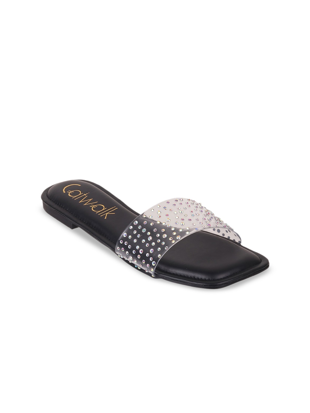 

Catwalk Embellished Open Toe Flats, Black