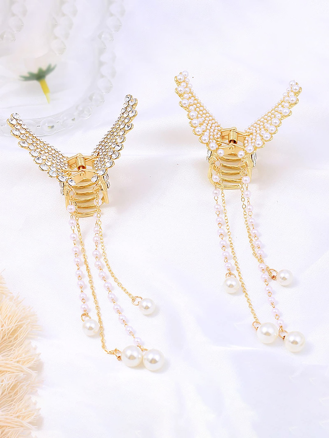 

Xivir Women Set of 3 Embellished Claw Clips, Gold
