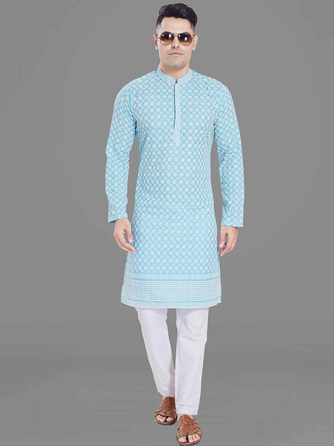 

Rani Saahiba Ethnic Motifs Thread Work Strigth Kurta, Turquoise blue