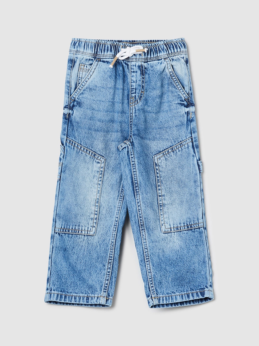 

max Boys Mid Rise Clean Look Heavy Fade Pure Cotton Jeans, Blue