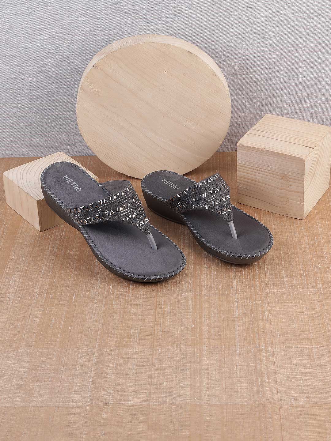 

Metro Embellished Open Toe Comfort Heels, Grey