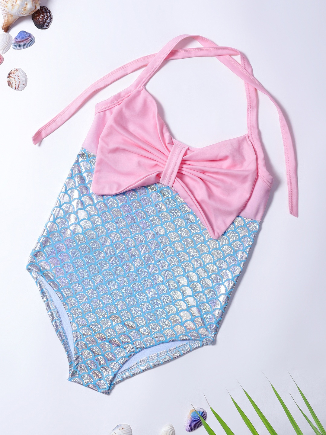 

bubble berry Girls Printed Swim Bodysuit, Blue