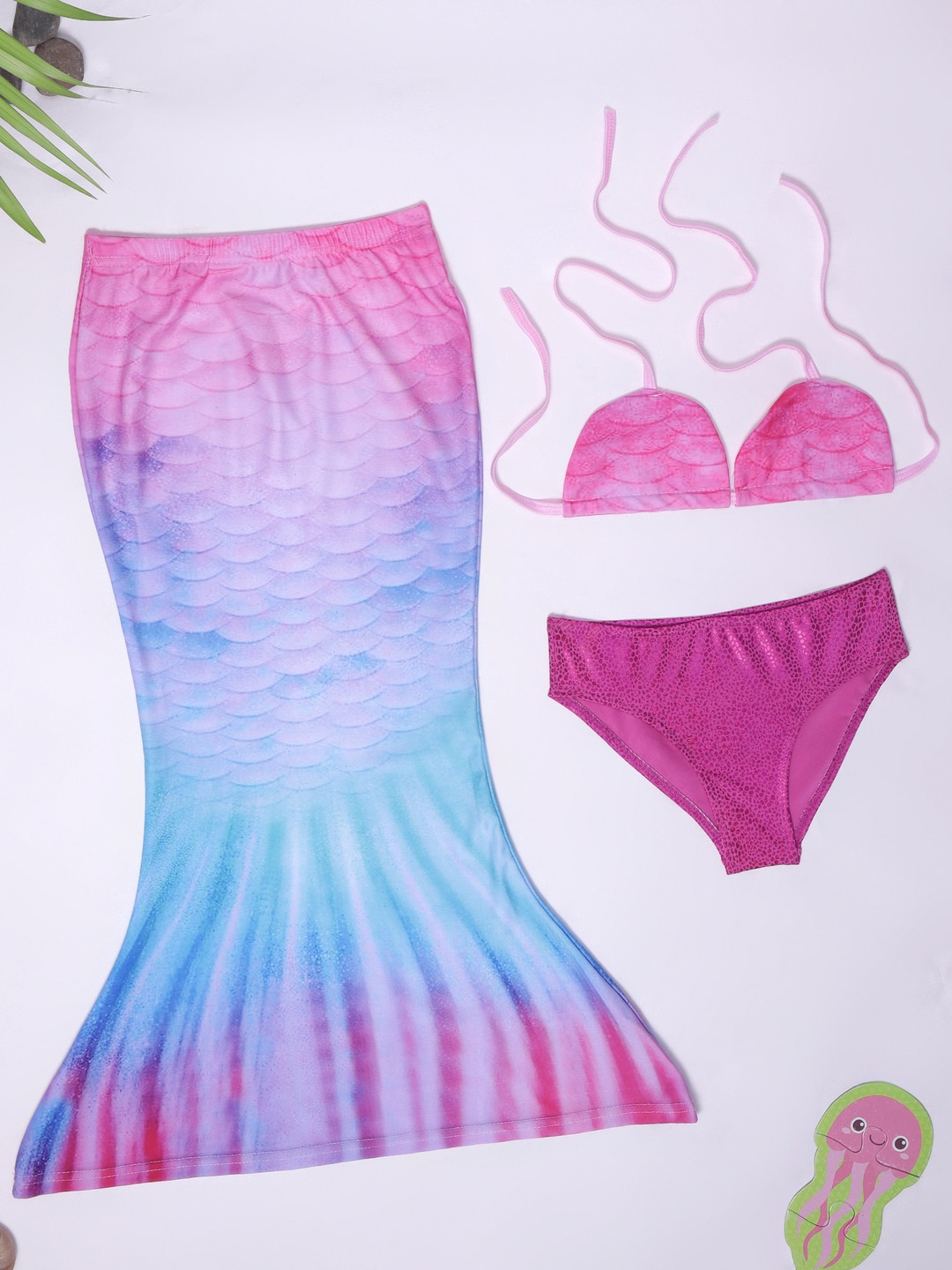 

bubble berry Girls Printed Three Piece Swimsuit, Pink