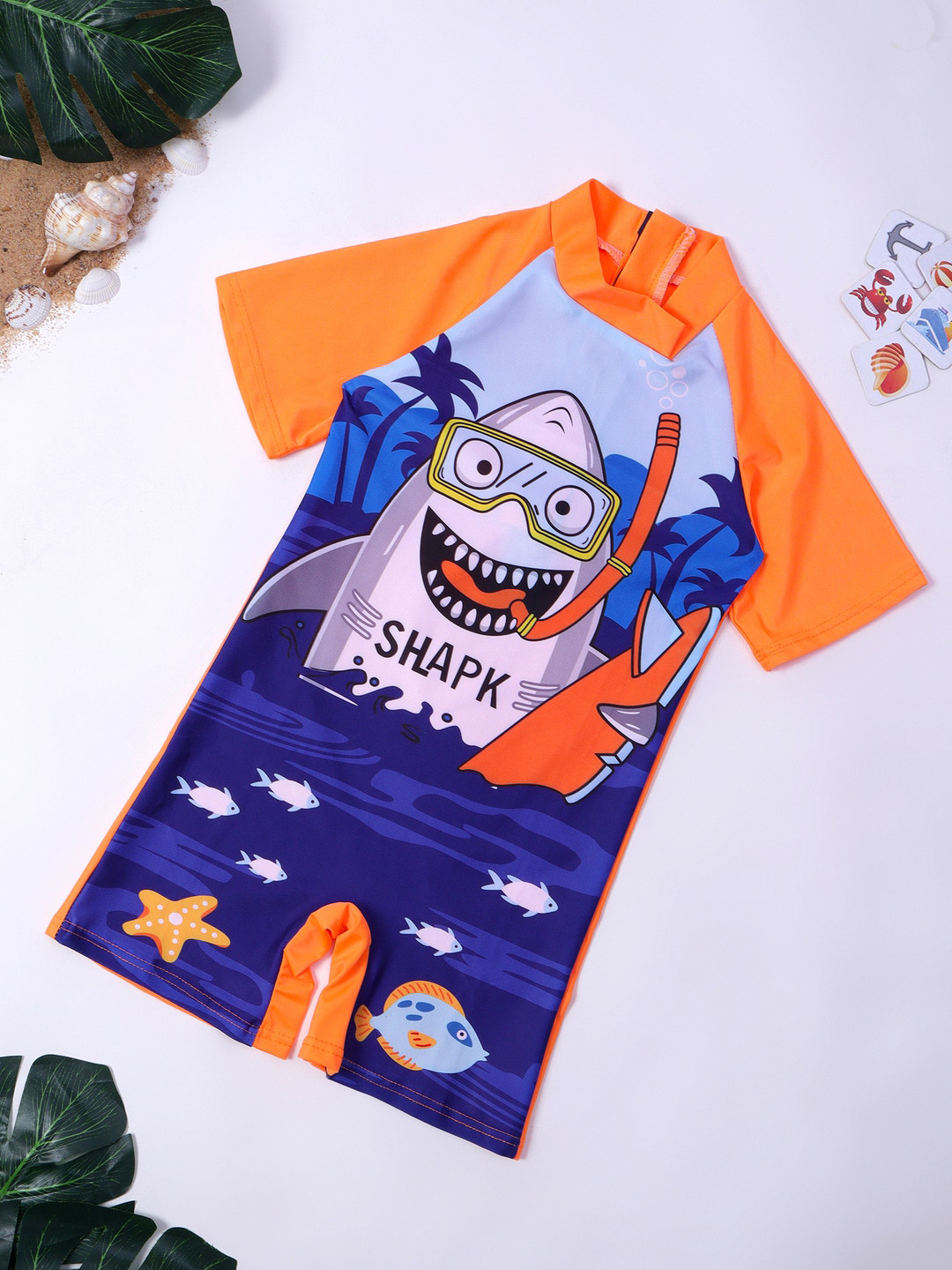 

bubble berry Boys Printed Swim bodysuit, Blue