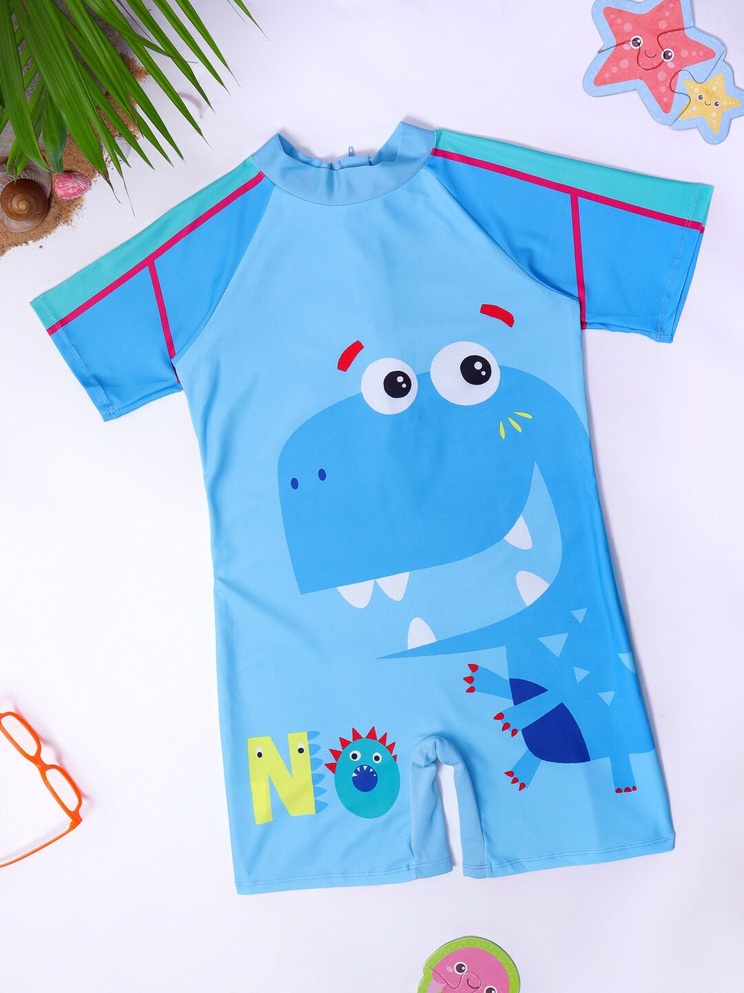 

bubble berry Boys Dino Printed Swimsuit, Blue