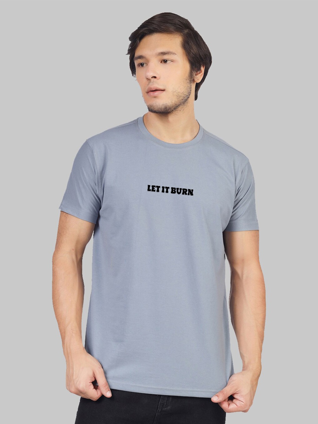 

Greylongg Typography Round Neck Short Sleeves T-shirt, Grey