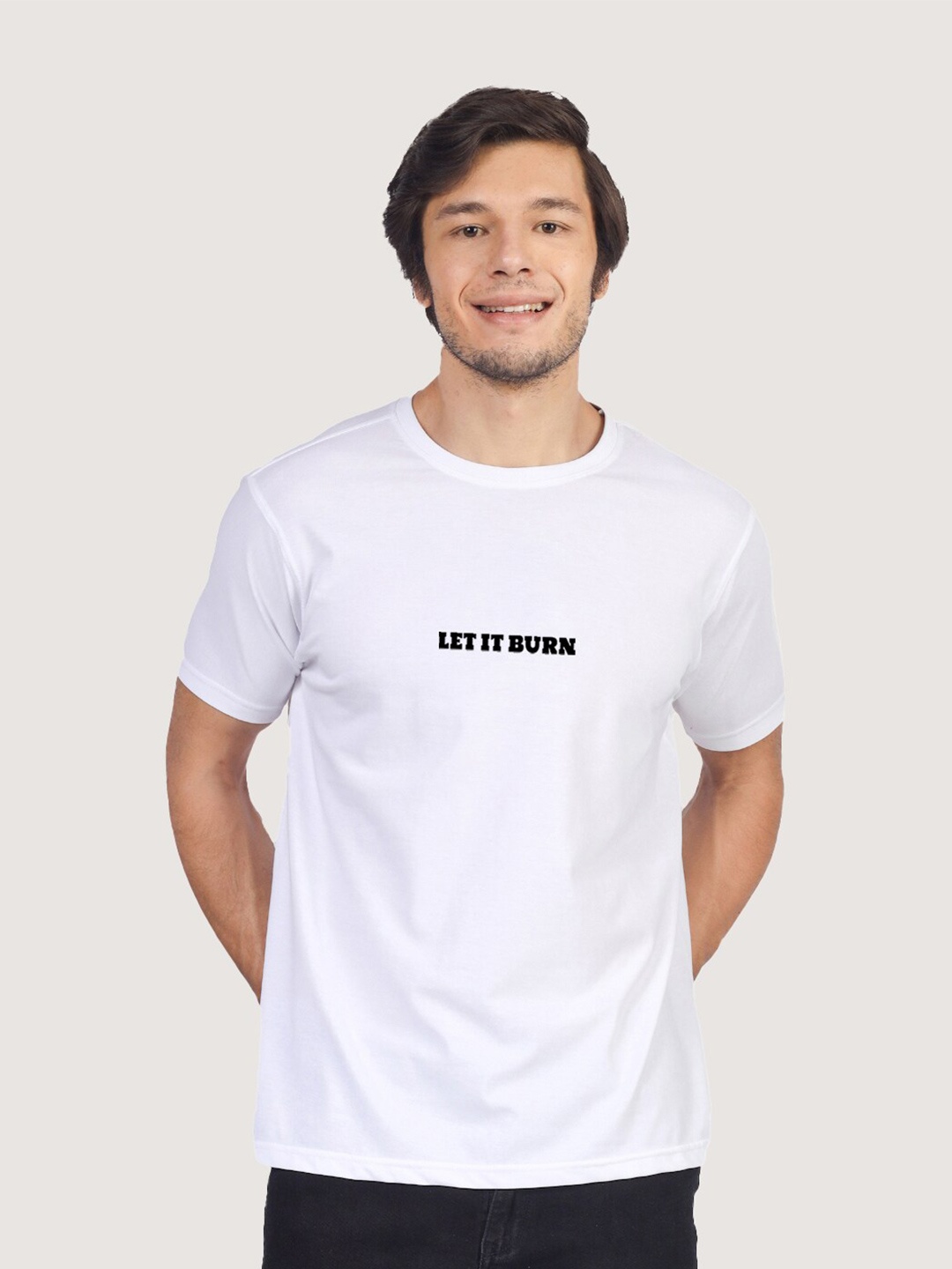 

Greylongg Typography Printed Round Neck T-shirt, White