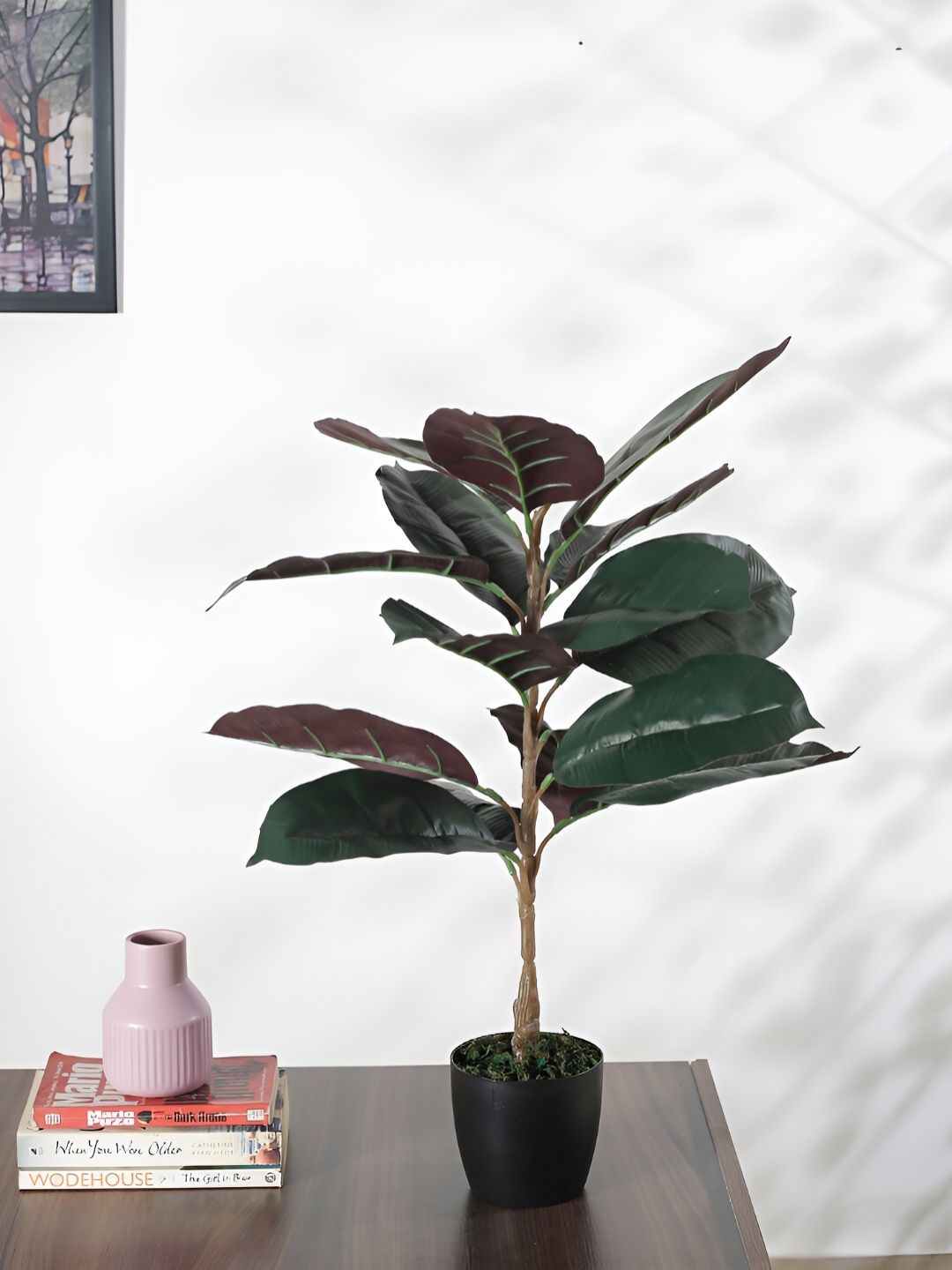 

Home Bloom Red Rubber Artificial Plant With Pot