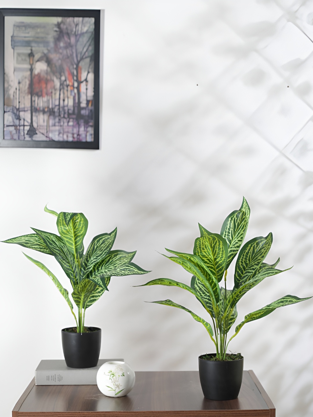 

Home Bloom Green and White 2 Pieces Croton Artificial Plant With Pot