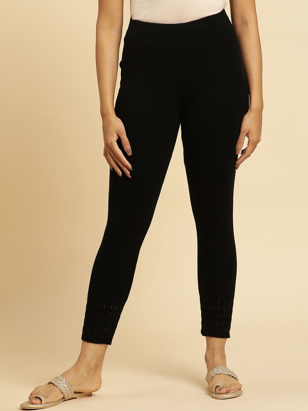 

W Ankle Length Leggings, Black