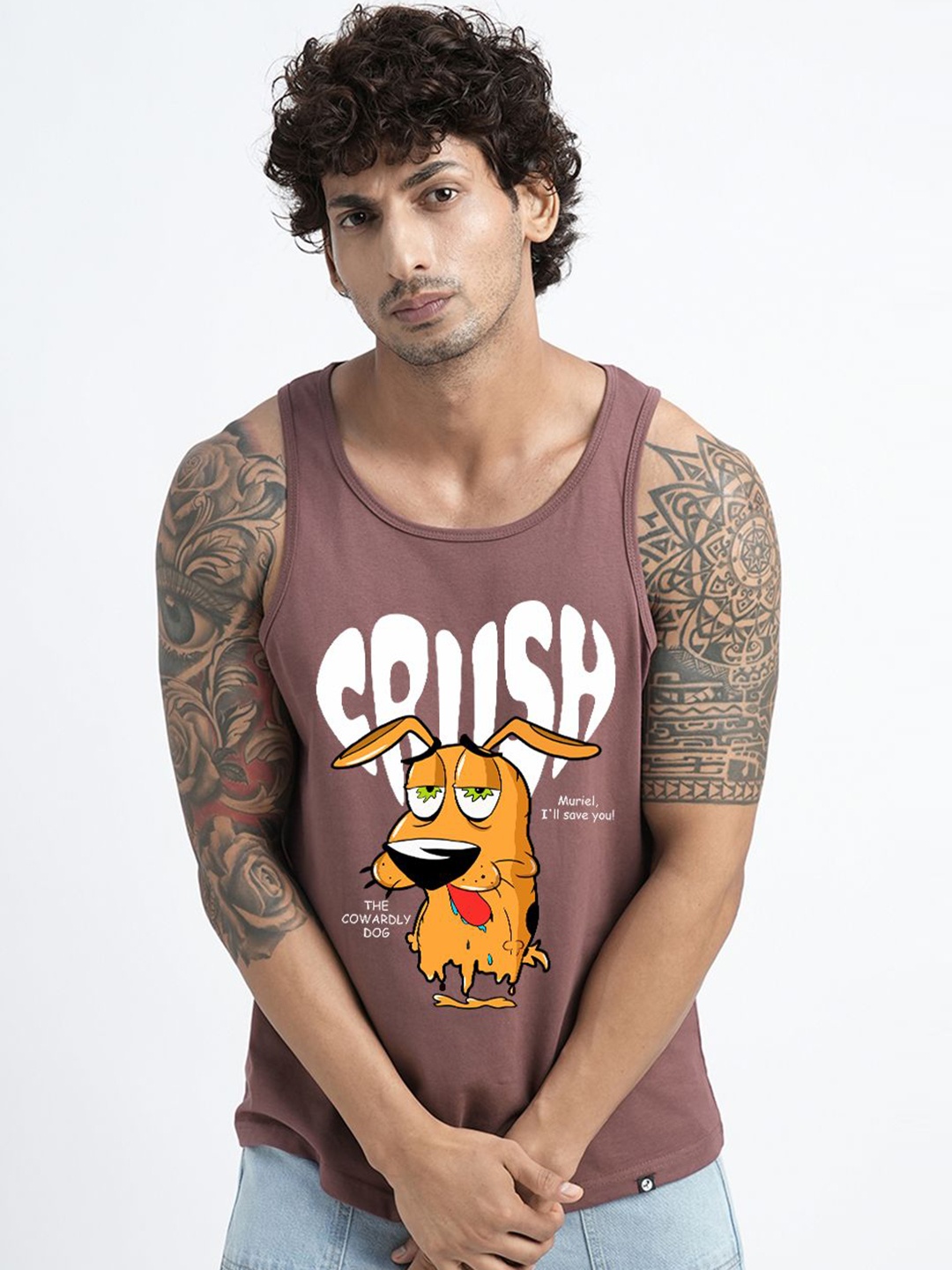 

PRONK Graphic Printed Cotton Innerwear Vest TM-VST-001-MAU-S-473, Mauve