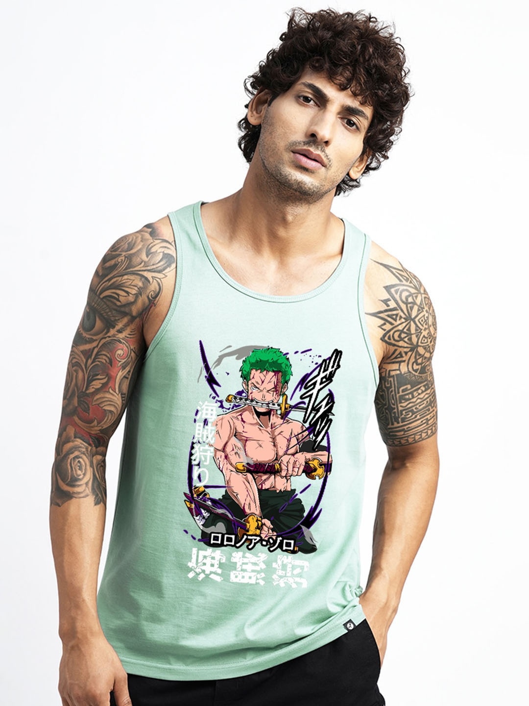 

PRONK Hunter Zoro Printed Cotton Innerwear Vests TM-VST-001-MTG-S-470, Sea green