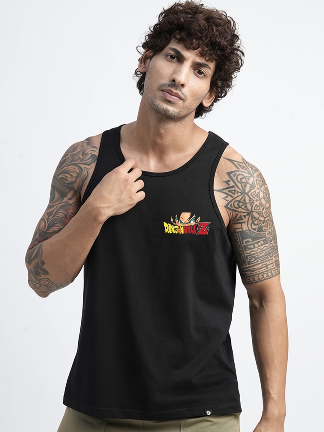 

PRONK Dragon Ball Z Printed Cotton Innerwear Vest, Black