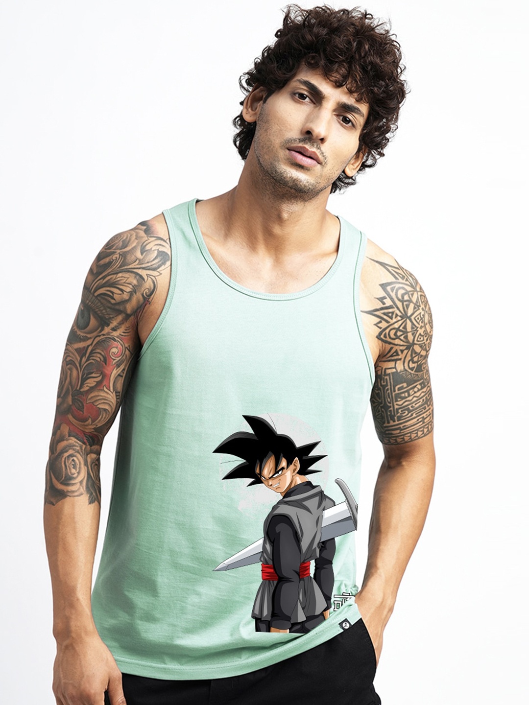 

PRONK Goku Printed Cotton Innerwear Vests TM-VST-001-MTG-S-469, Green