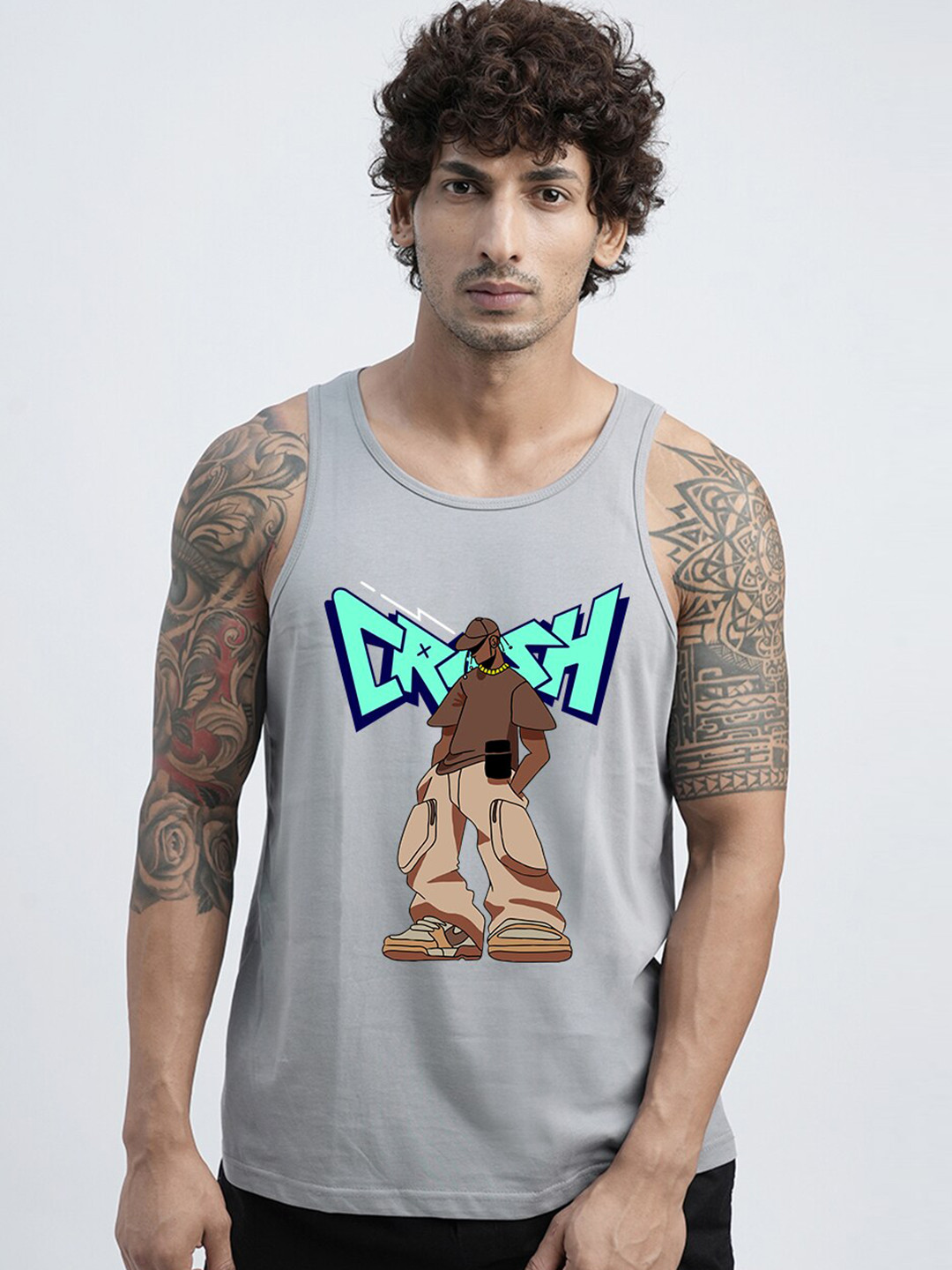 

PRONK Graphic Printed Cotton Innerwear Vests TM-VST-001-AGR-S-464, Grey