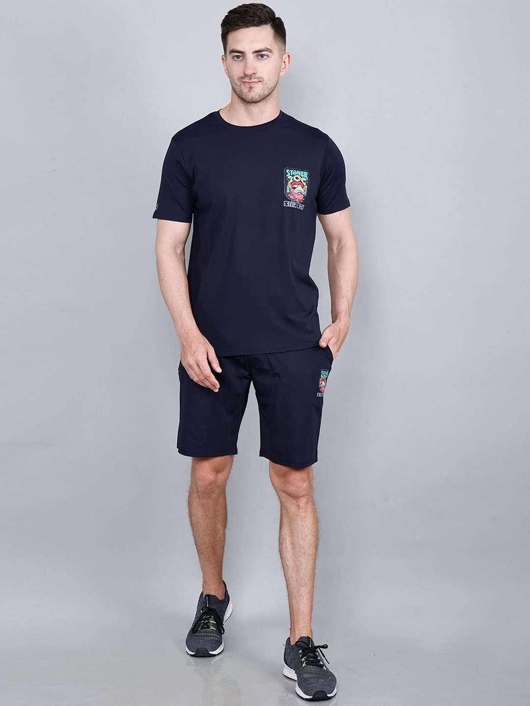 

STARFOX Men Sports T-shirt with Shorts, Navy blue