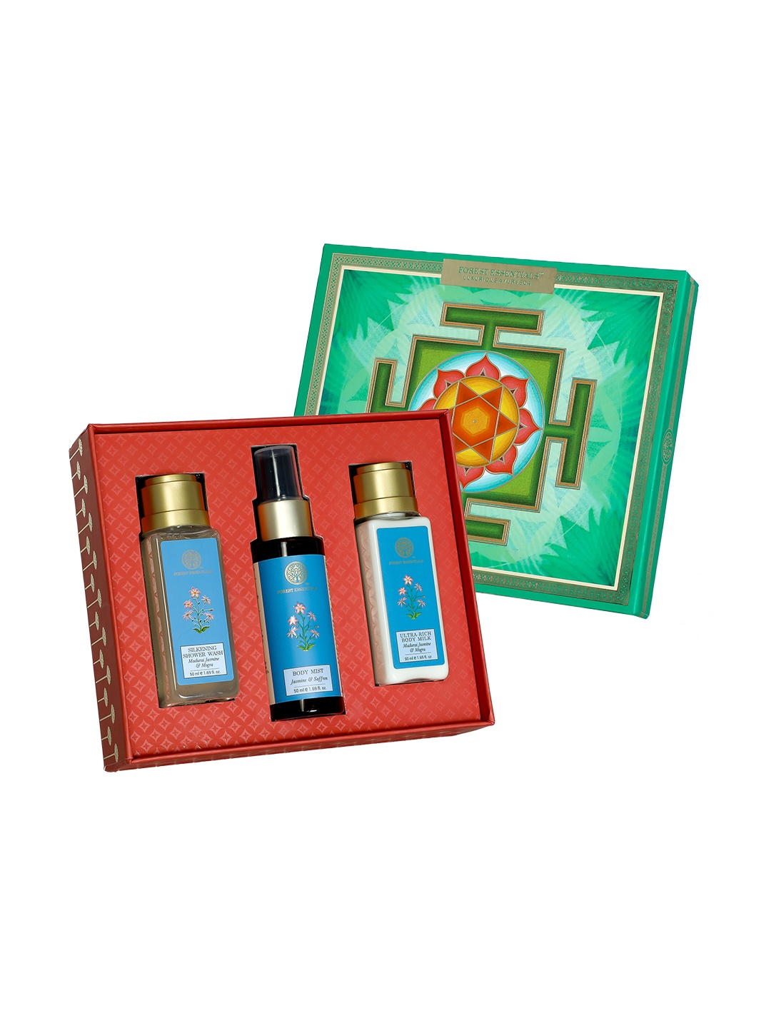 

Forest Essentials Jasmine Mini Body Care Essentials - Luxury Gift Set, Green