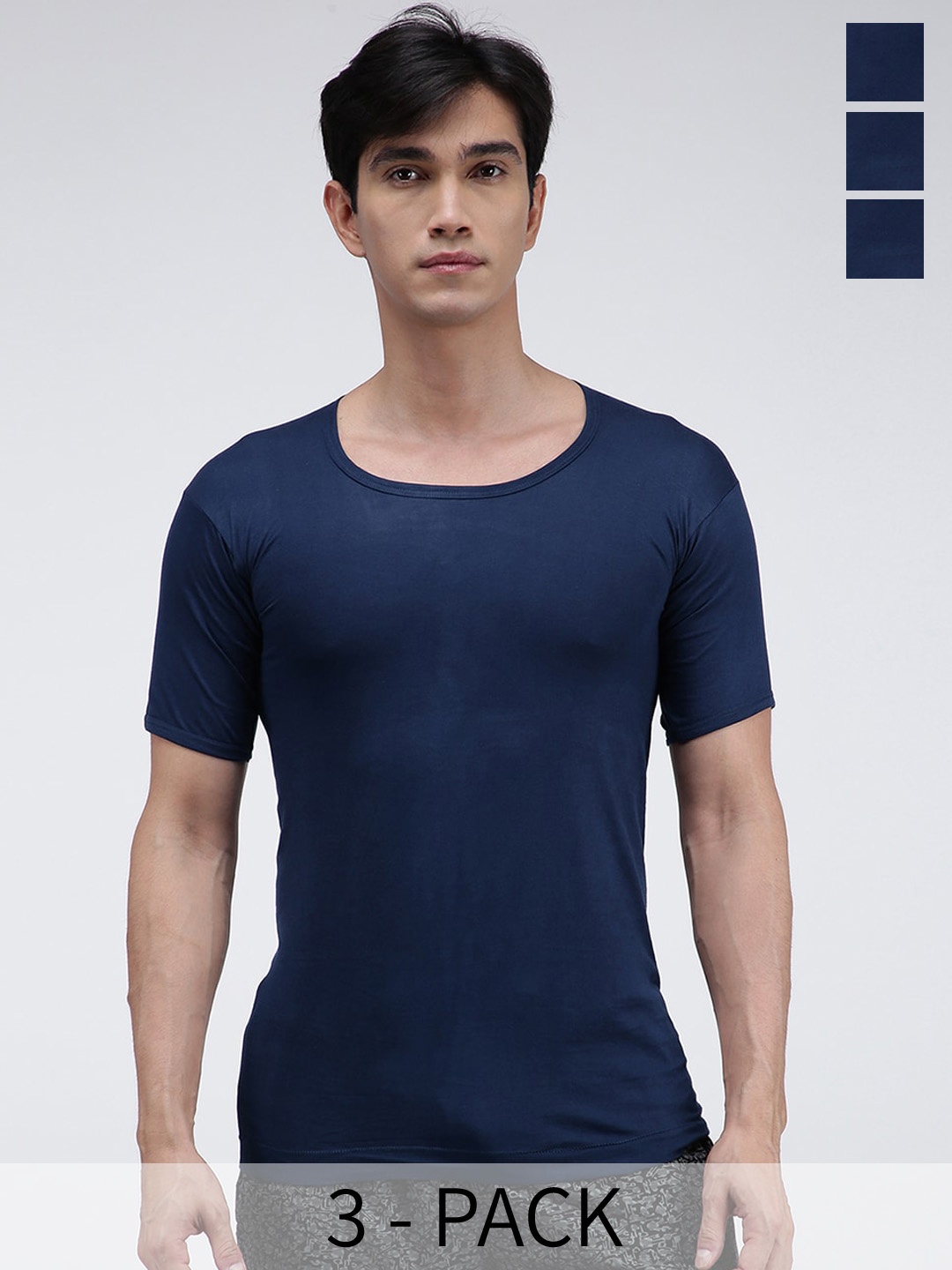 

AMUL COMFY Pack Of 3 Cotton Undershirt Vests AC-CVESTRNS-AF-M-3PC, Navy blue