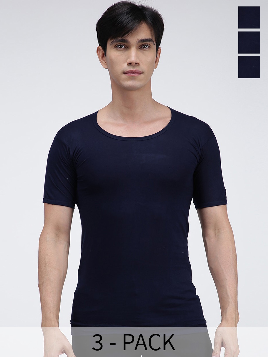 

AMUL COMFY Pack Of 3 Pure Cotton Undershirt Vests AC-CVESTRNS-NVY-2XL-3PC, Navy blue