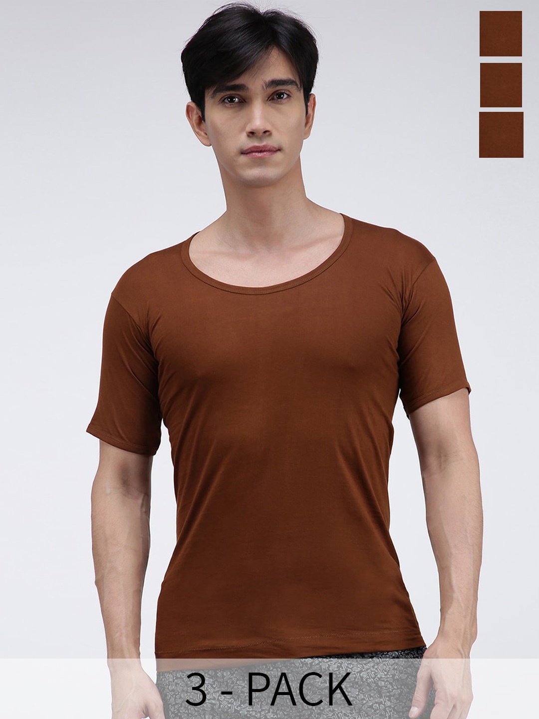 

AMUL COMFY Pack Of 3 Pure Cotton Undershirt Vests AC-CVESTRNS-LB-XS-3PC, Brown