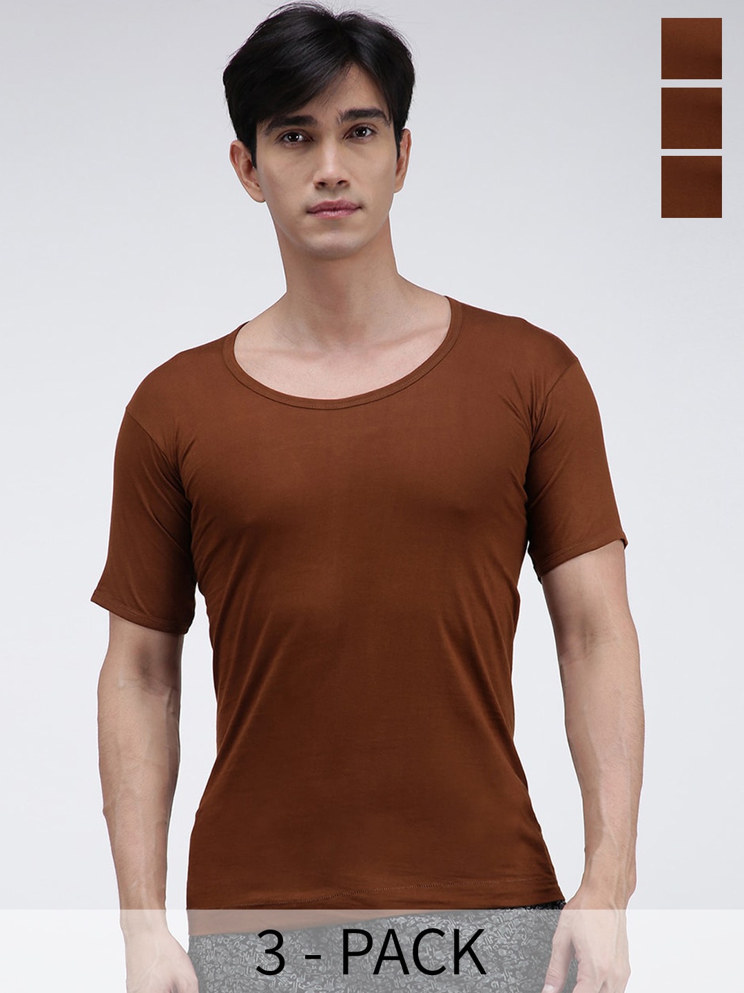 

AMUL COMFY Pack Of 3 Pure Cotton Undershirt Vests AC-CVESTRNS-LB-M-3PC, Brown