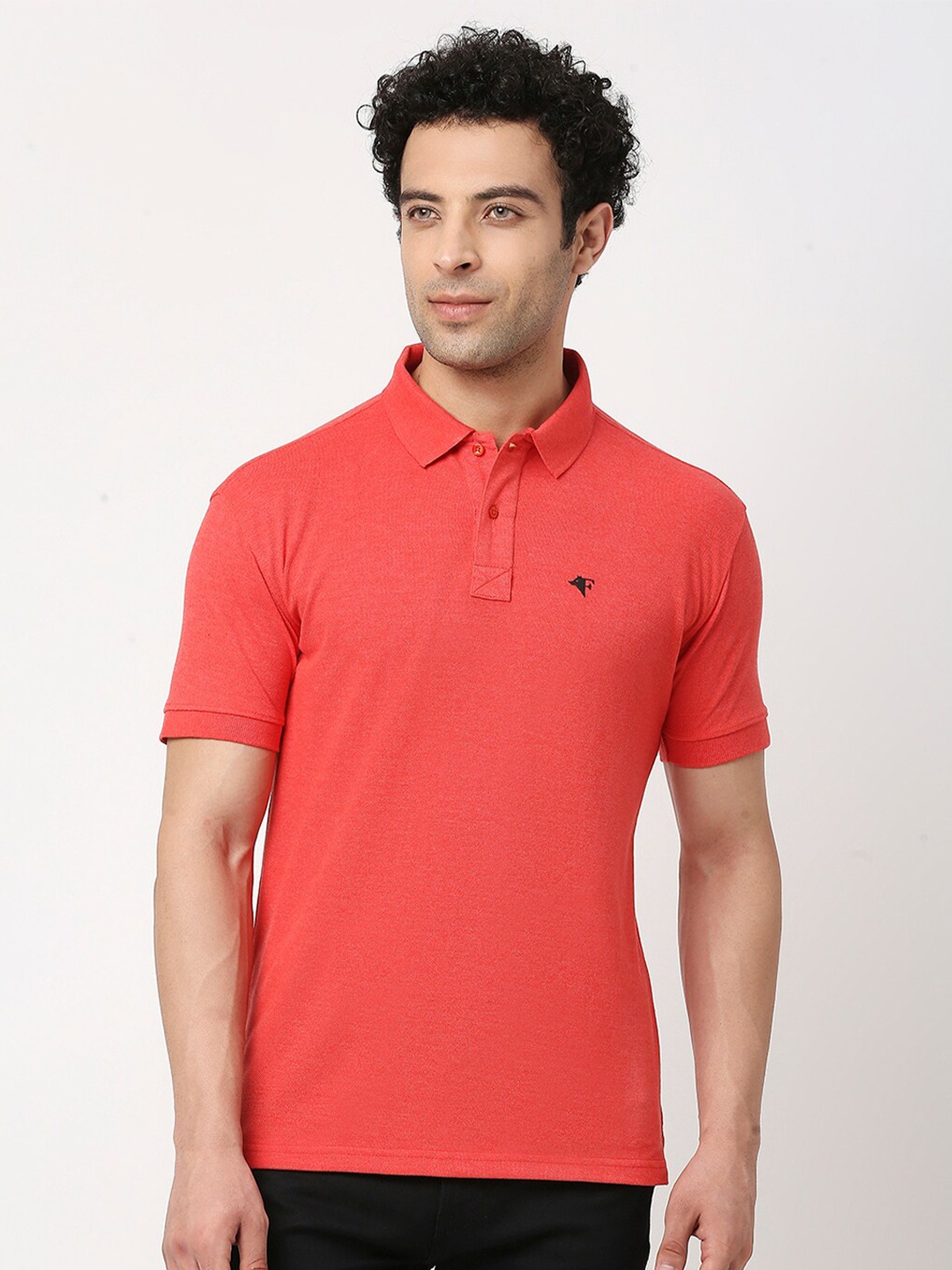 

FRENCHIE Polo Collar Short Sleeves Cotton Casual T-shirt, Peach
