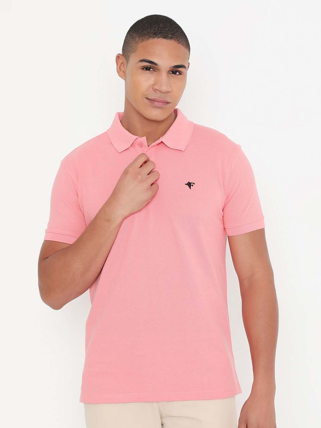 

FRENCHIE Polo Collar Short Sleeves Cotton Casual T-shirt, Peach
