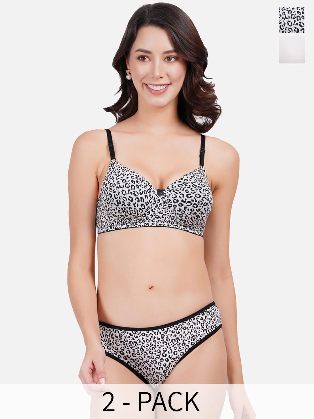 

FIMS Pack Of 2 Printed Lingerie Set, Black