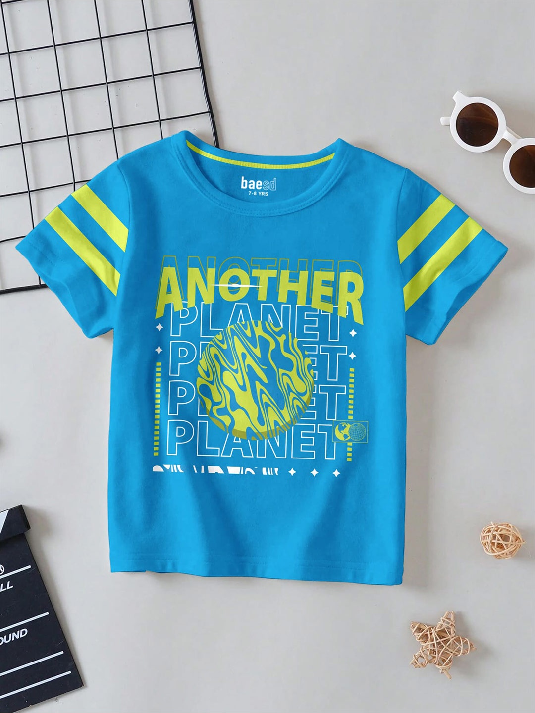 

BAESD Boys Graphic Printed Round Neck Cotton T-shirt, Blue