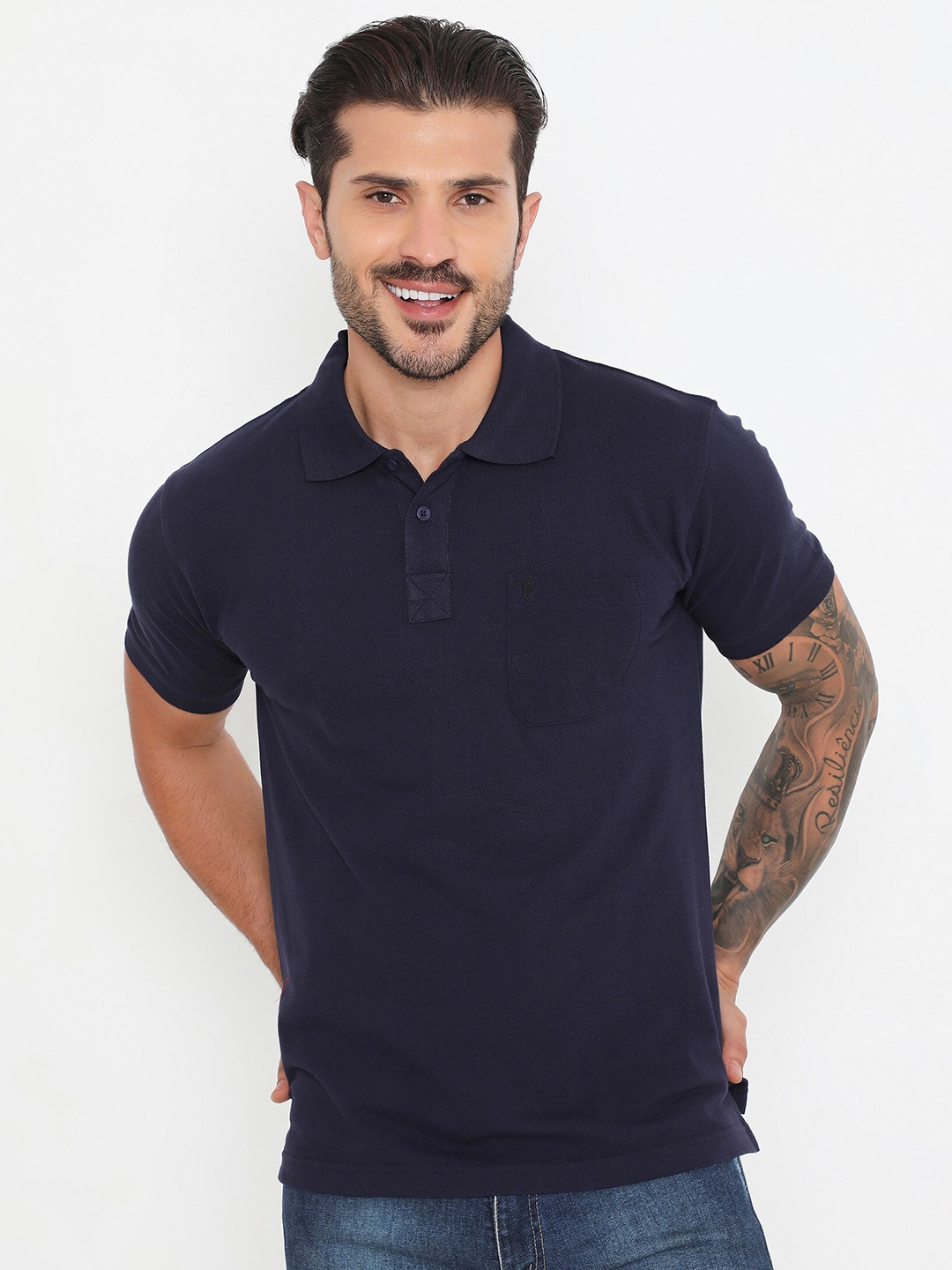 

VIP Polo Collar Cotton T-shirt, Navy blue