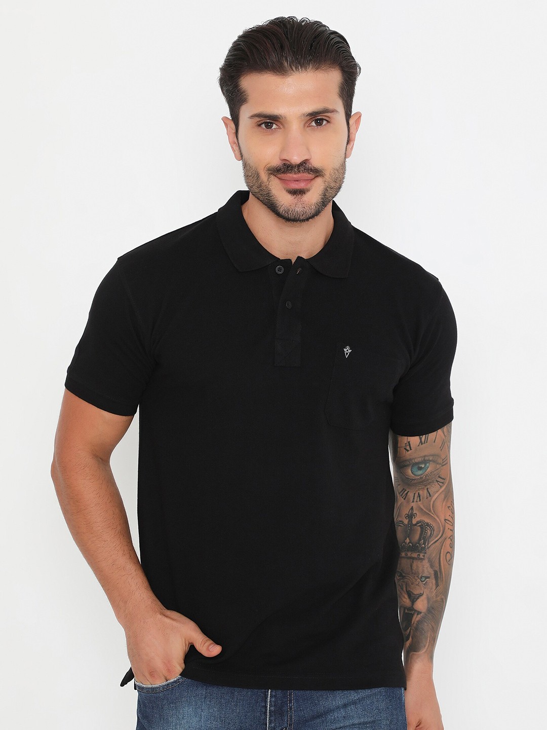

VIP Polo Collar Cotton T-shirt, Black