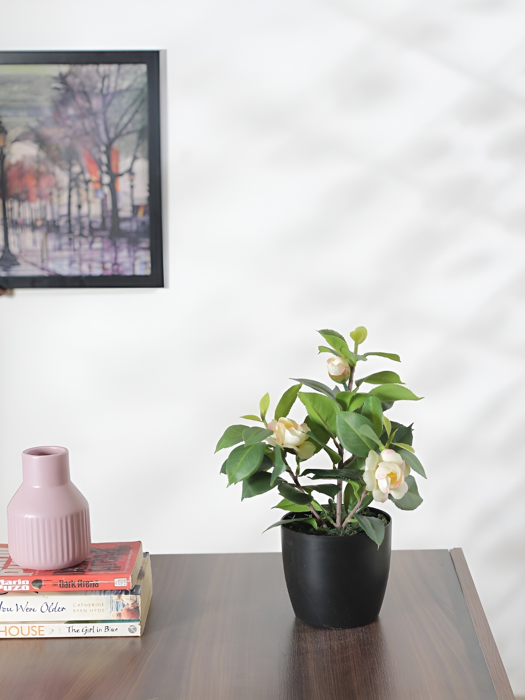 

Home Bloom White and Green Croton Artificial Plant With Pot