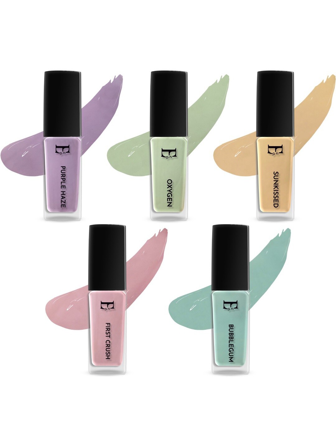 

ELLEMENT CO. Set of 5 Natures Pallete Long Lasting Vegan Nail Lacquer - 10 ml each, Multi