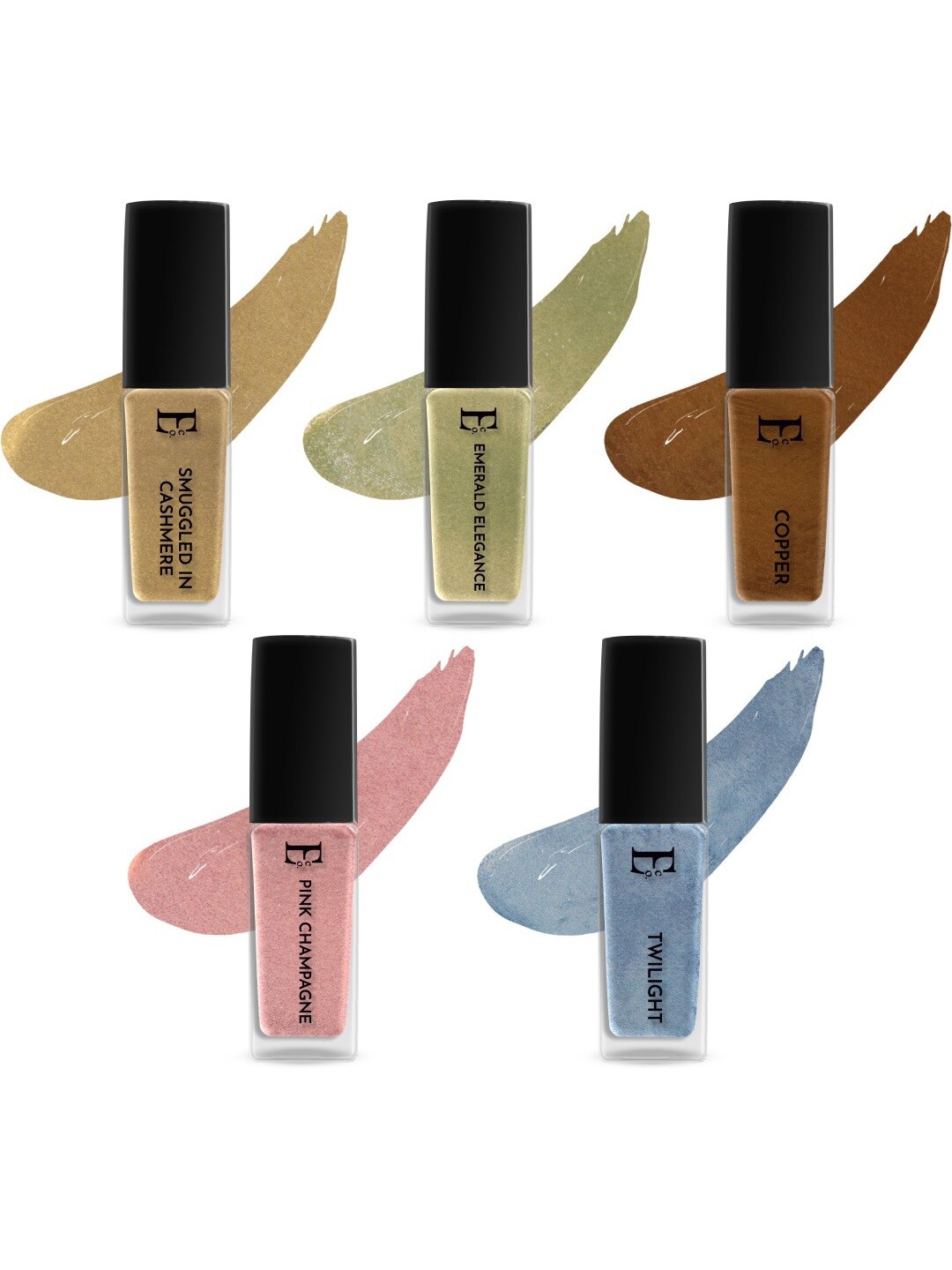 

ELLEMENT CO. Set of 5 Metallic Bliss Long Lasting Vegan Nail Lacquer - 10 ml each, Multi
