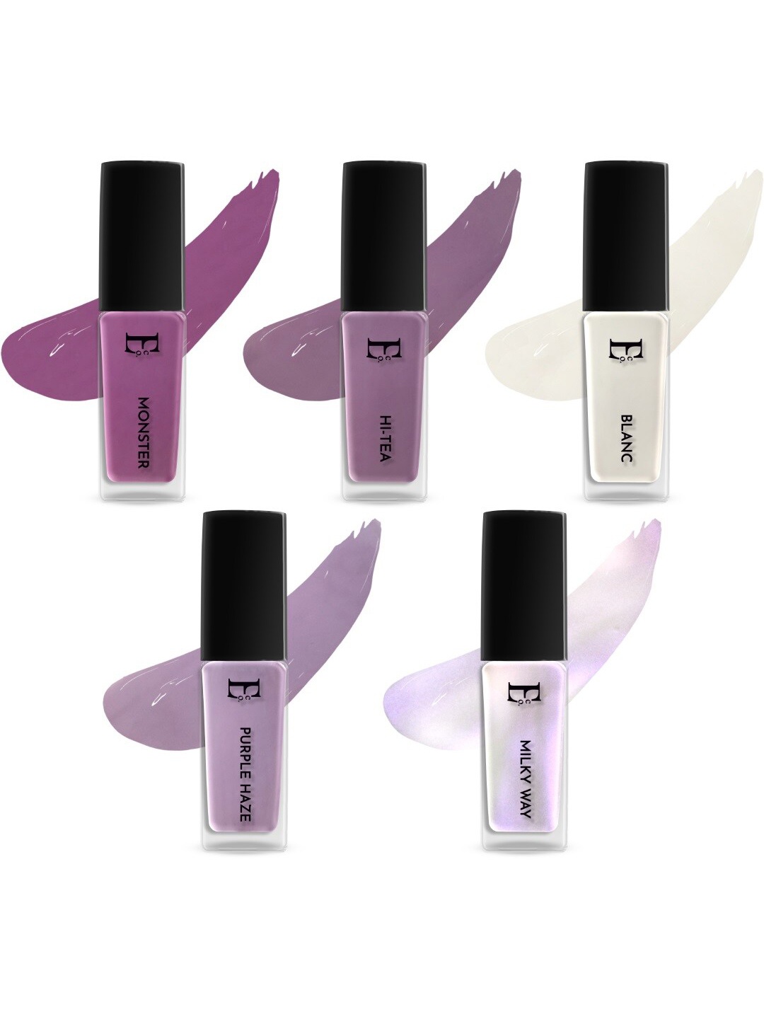 

ELLEMENT CO. Set of 5 Lavender Love Long Lasting Vegan Nail Lacquer - 10 ml each, Multi