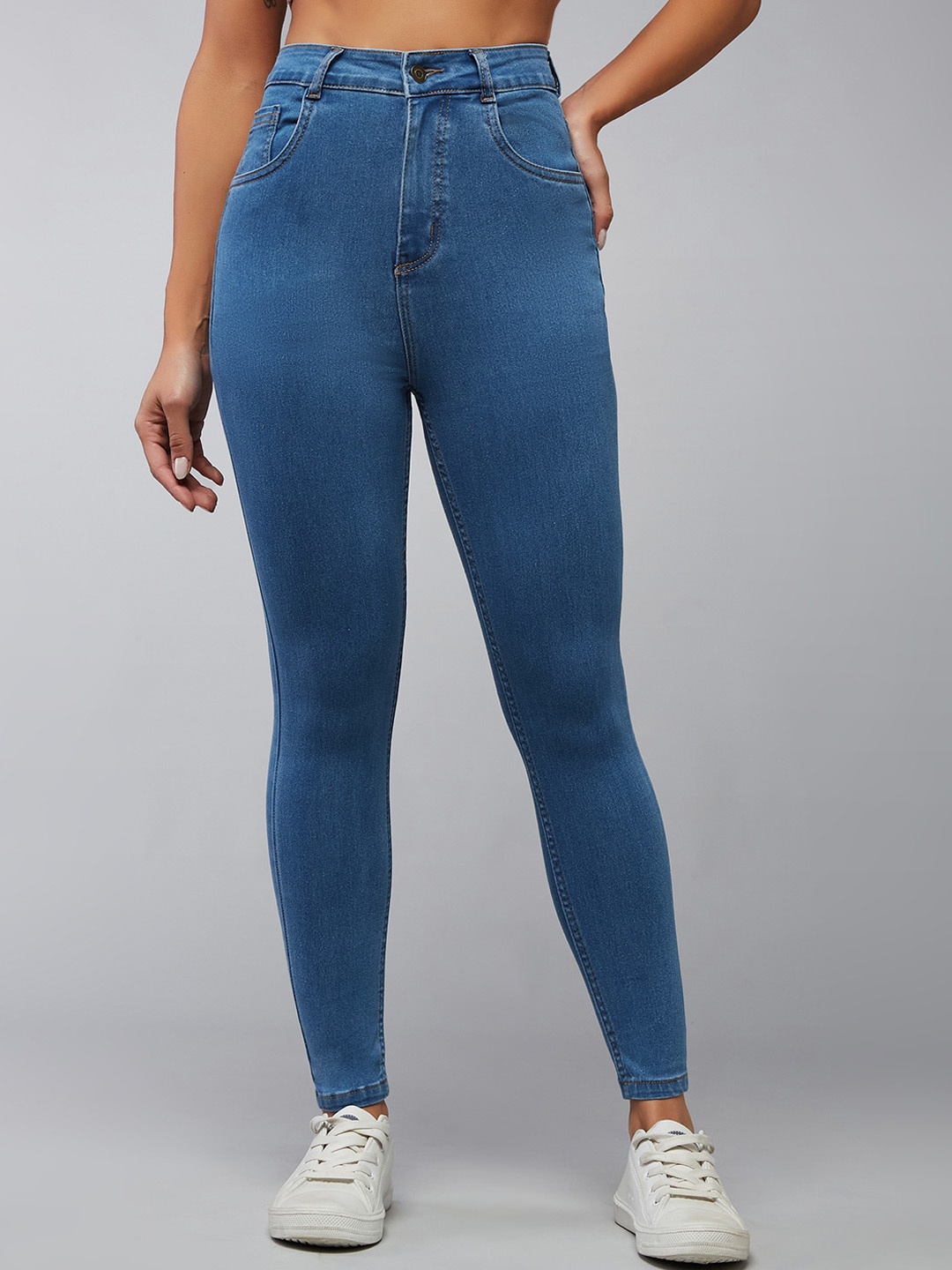 

DOLCE CRUDO Women Blue Skinny Fit High Rise Clean Look Stretchable Jeans