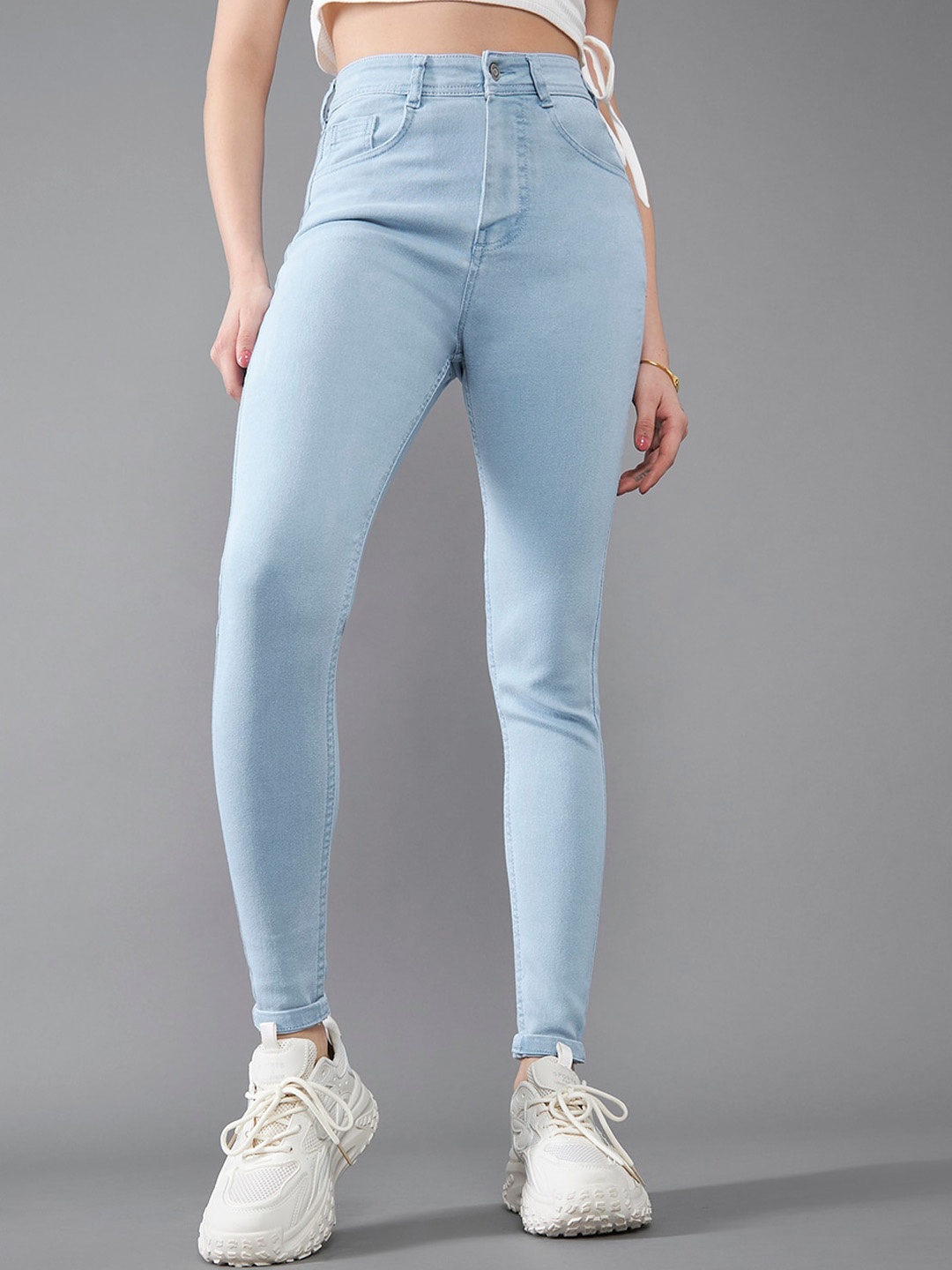 

DOLCE CRUDO Women Blue Skinny Fit High Rise Clean Look Stretchable Jeans