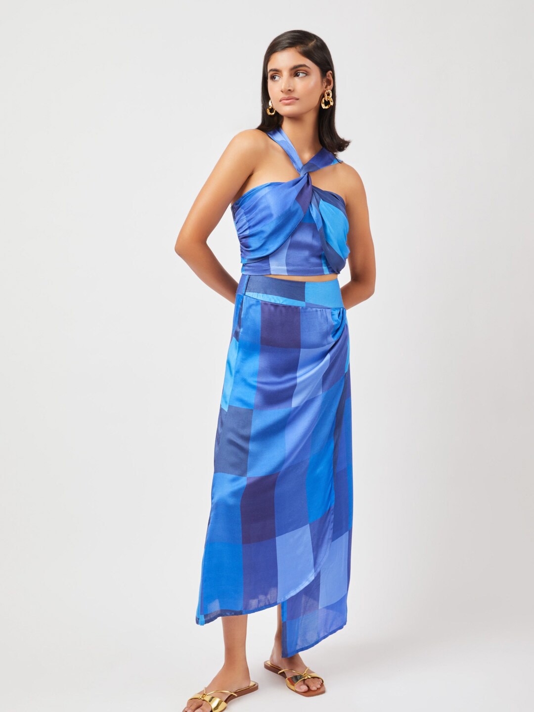 

Contemponari Geometric Printed Maxi Top, Blue