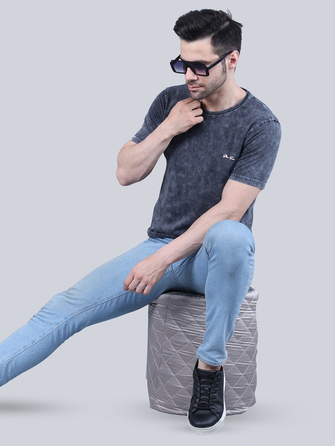 

STARFOX Abstract Printed Cotton Casual T-shirt, Black
