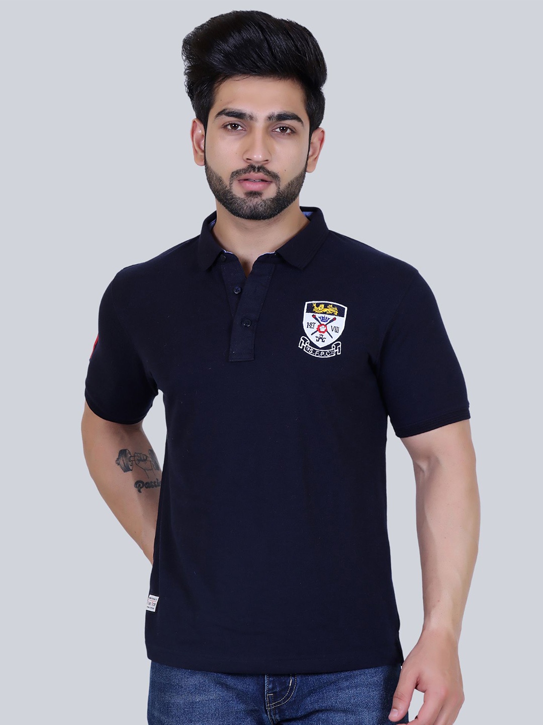 

STARFOX Polo Collar Short Sleeves Regular Fit T-shirt, Navy blue