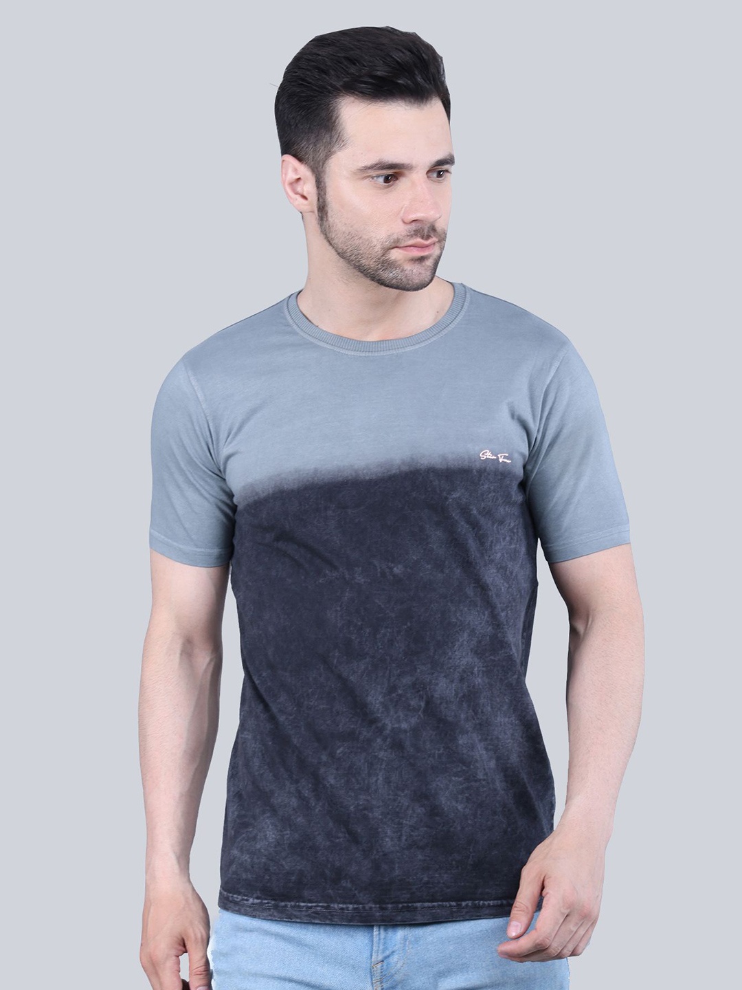

STARFOX Colourblocked Cotton Casual T-shirt, Grey