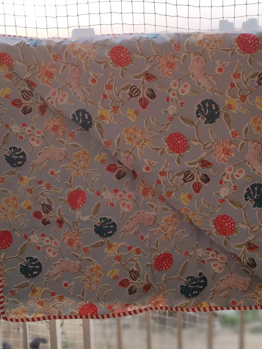

SARYU HOMES Blue & Grey Floral AC Room 150 GSM Double Bed Dohar