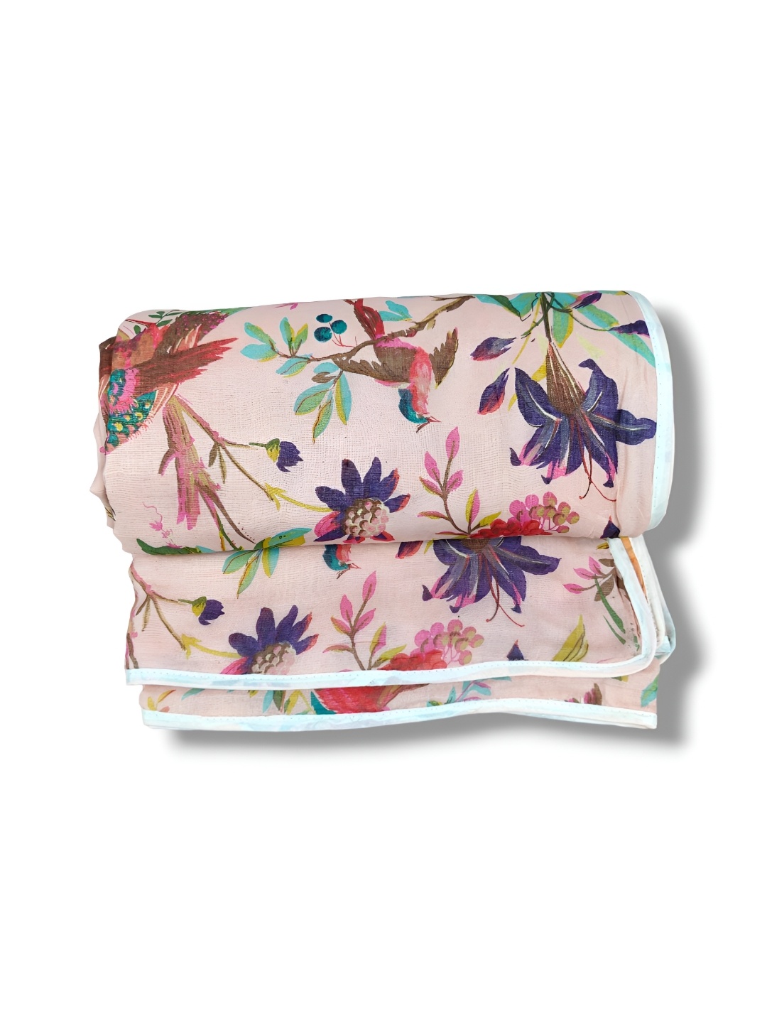 

SARYU HOMES Peach-Coloured & Purple Floral AC Room 150 GSM Single Bed Dohar