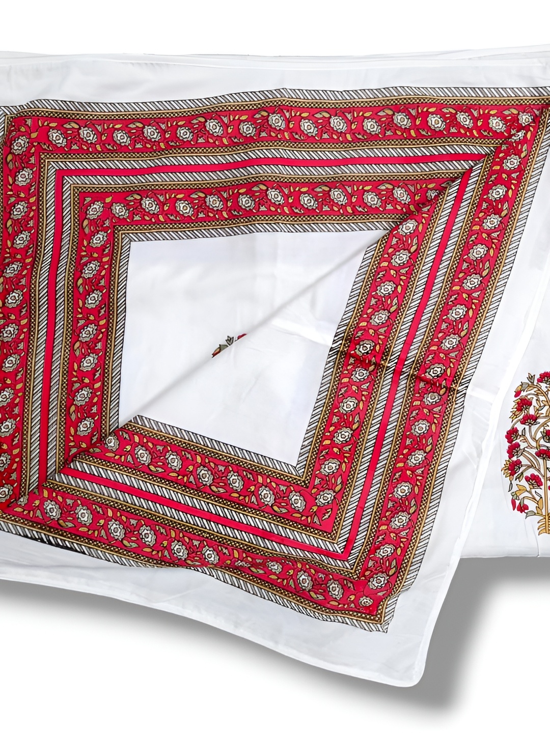

SARYU HOMES Red & White Ethnic Motifs AC Room 150 GSM Single Bed Dohar