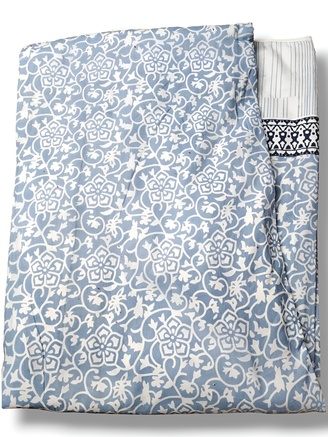 

SARYU HOMES Blue & White Floral AC Room 150 GSM Single Bed Dohar