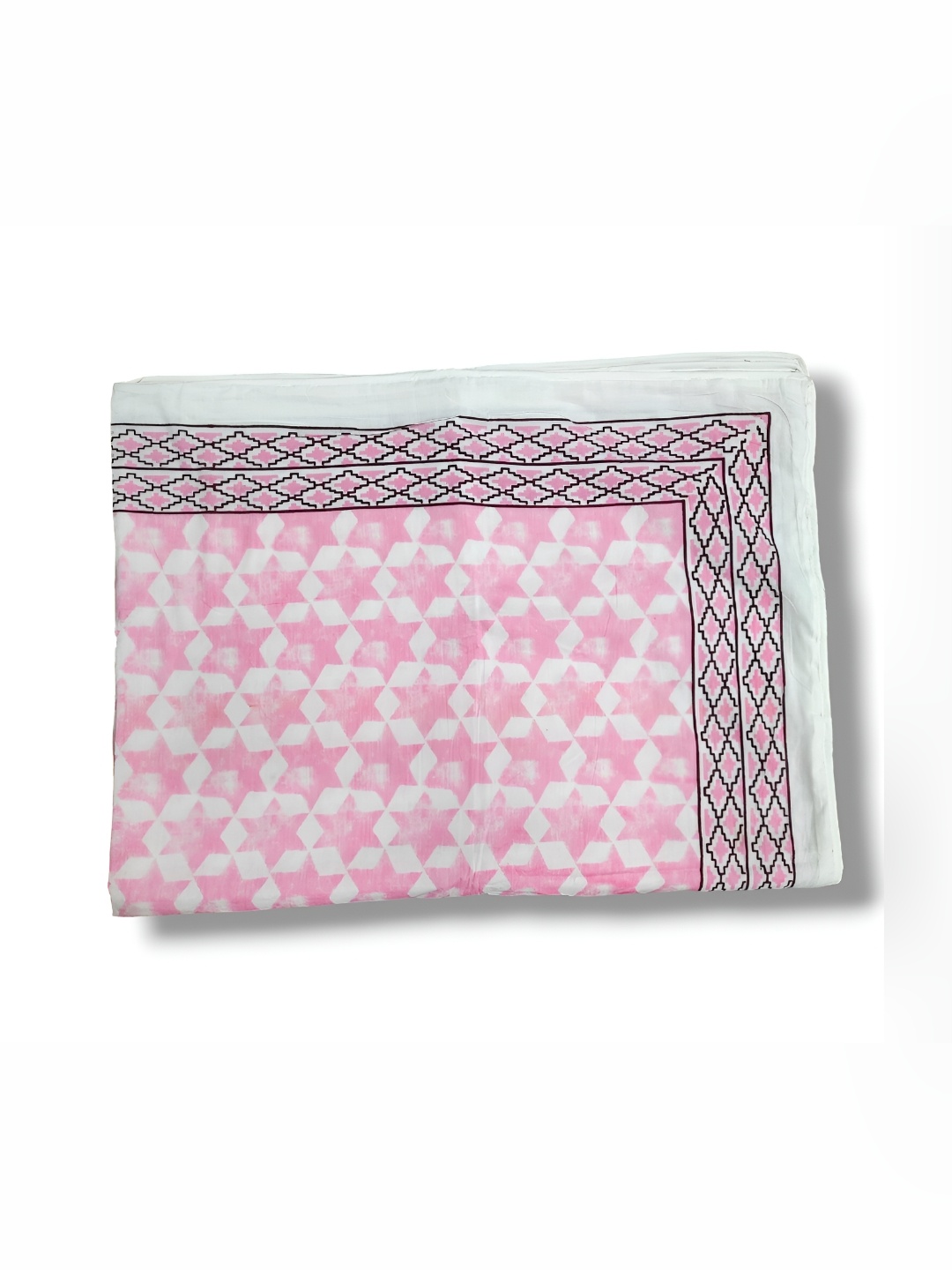 

SARYU HOMES Pink & White Geometric AC Room 150 GSM Single Bed Dohar