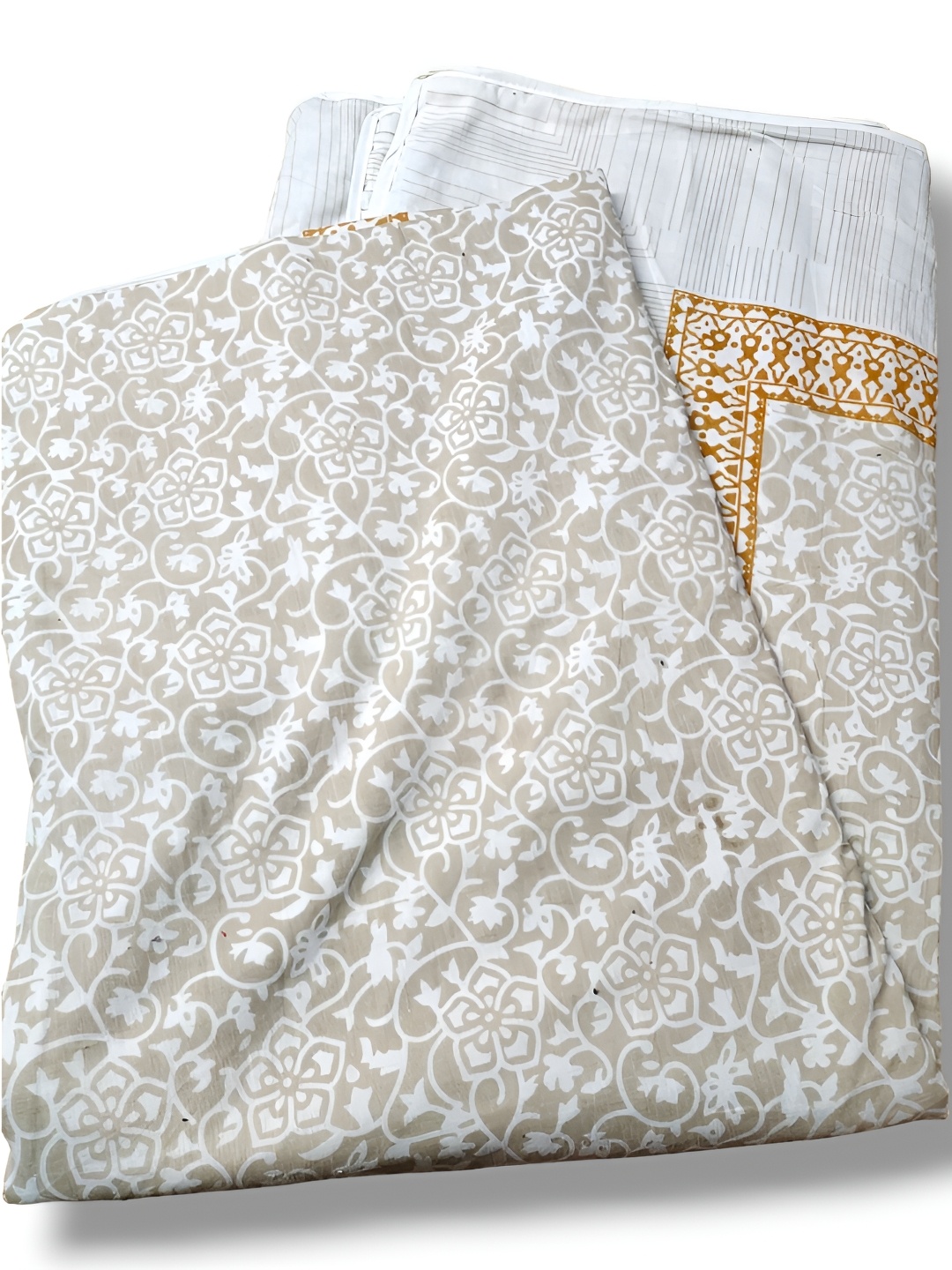 

SARYU HOMES Yellow & Beige Floral AC Room 150 GSM Single Bed Dohar