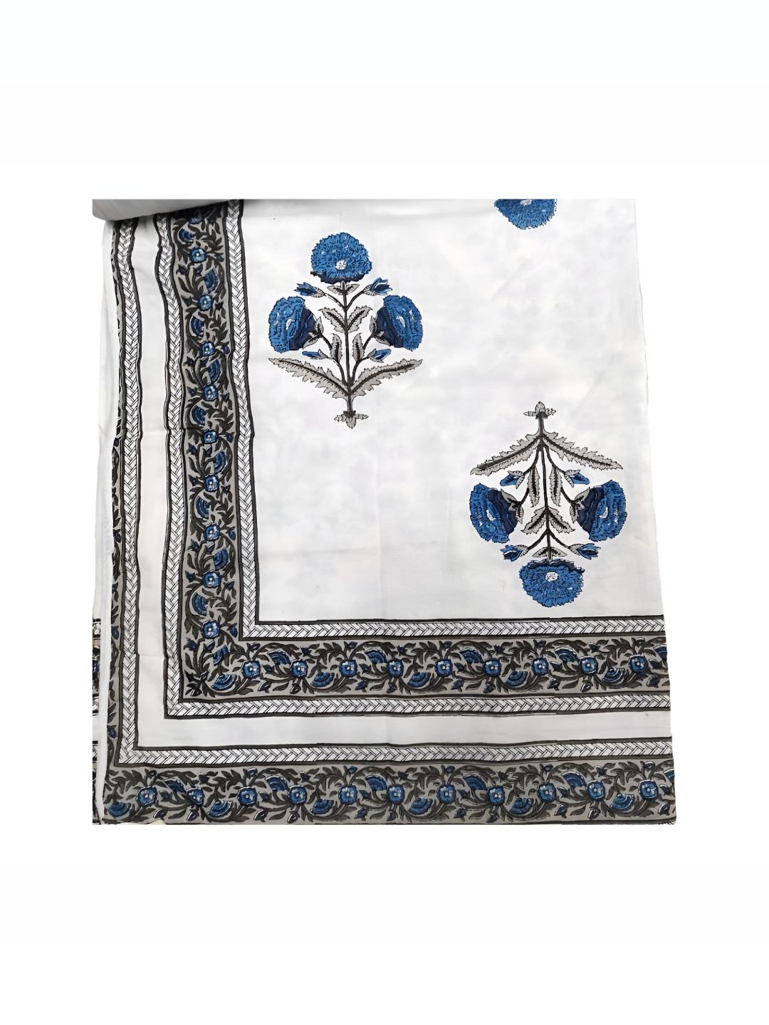 

SARYU HOMES Blue & White Ethnic Motifs AC Room 150 GSM Double Bed Dohar