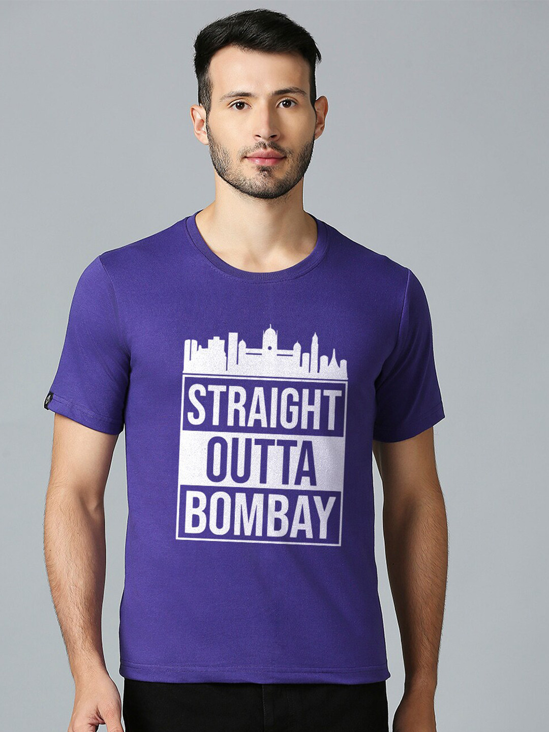 

MOD ECRU Unisex Typography Printed Round Neck Cotton T-shirt, Purple