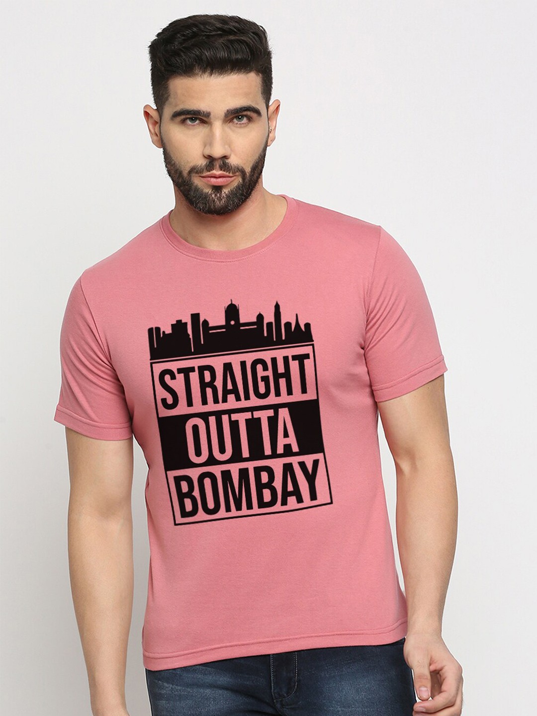 

MOD ECRU Unisex Typography Printed Cotton T-shirt, Pink